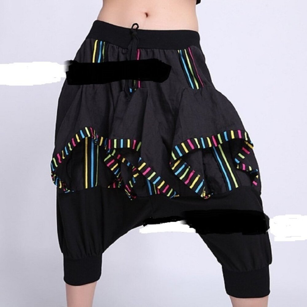 Black Harem 2 in 1 cropped Pants + skirt Nwt